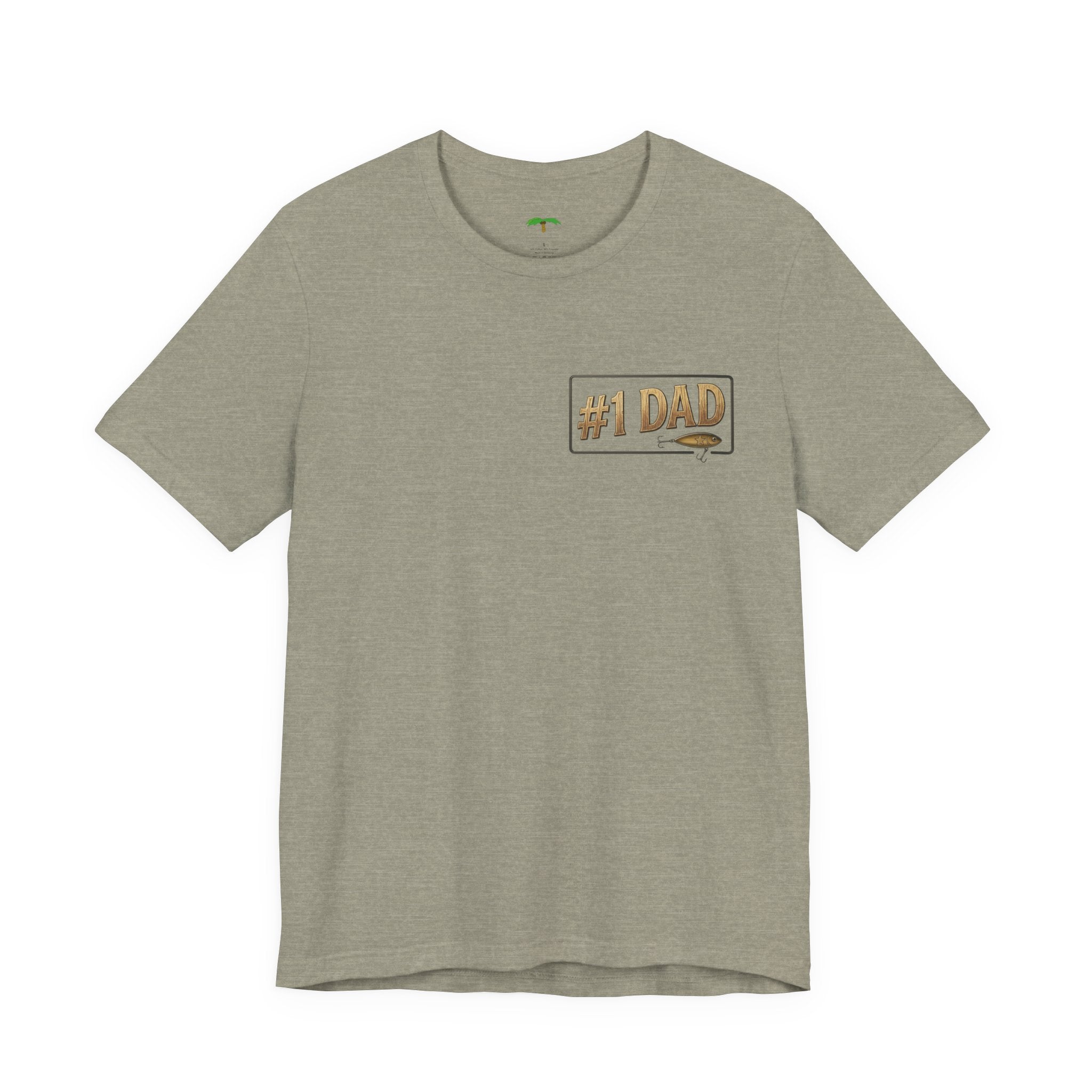 #1 Dad fishing scene Tee | Dad and child fishing on dock at sunset T-Shirt