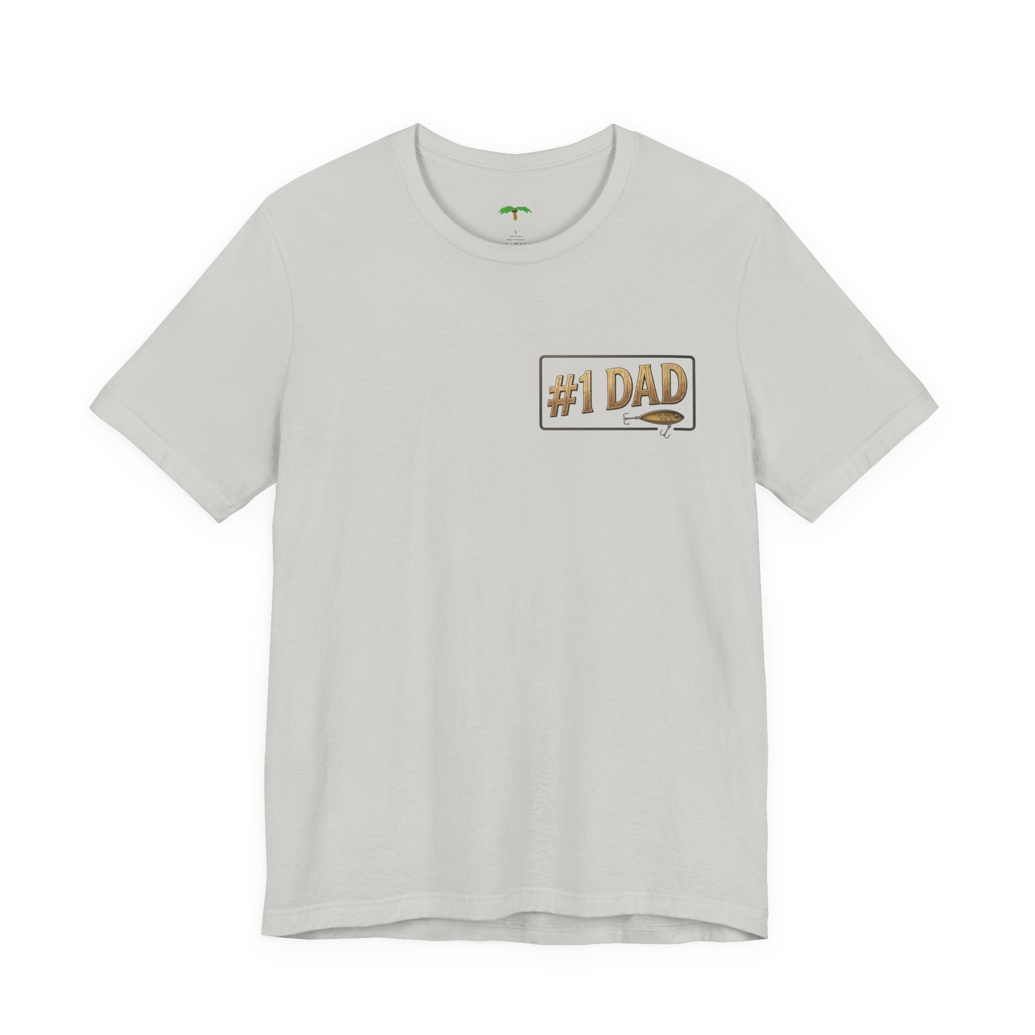 #1 Dad fishing scene Tee | Dad and child fishing on dock at sunset T-Shirt