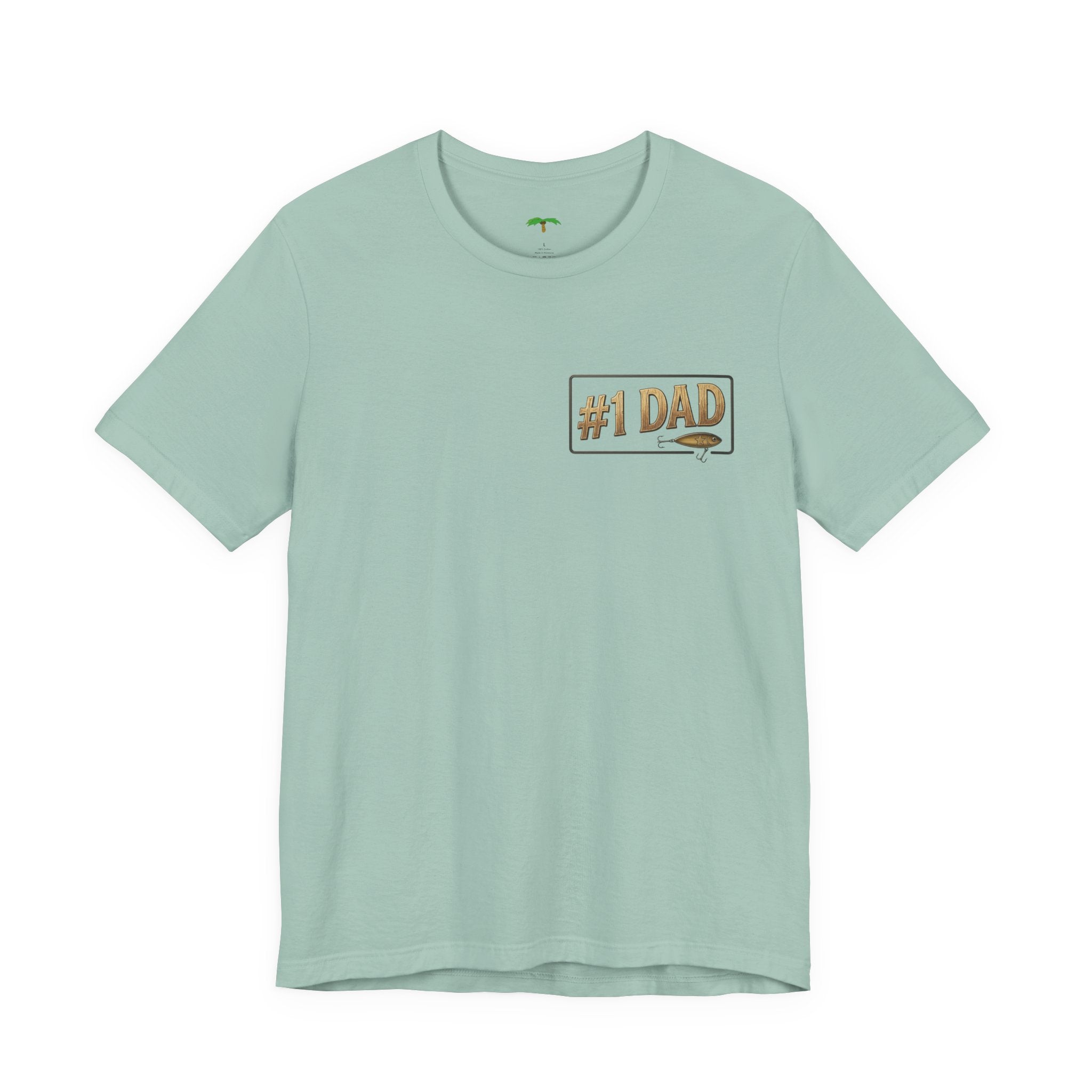 #1 Dad fishing scene Tee | Dad and child fishing on dock at sunset T-Shirt