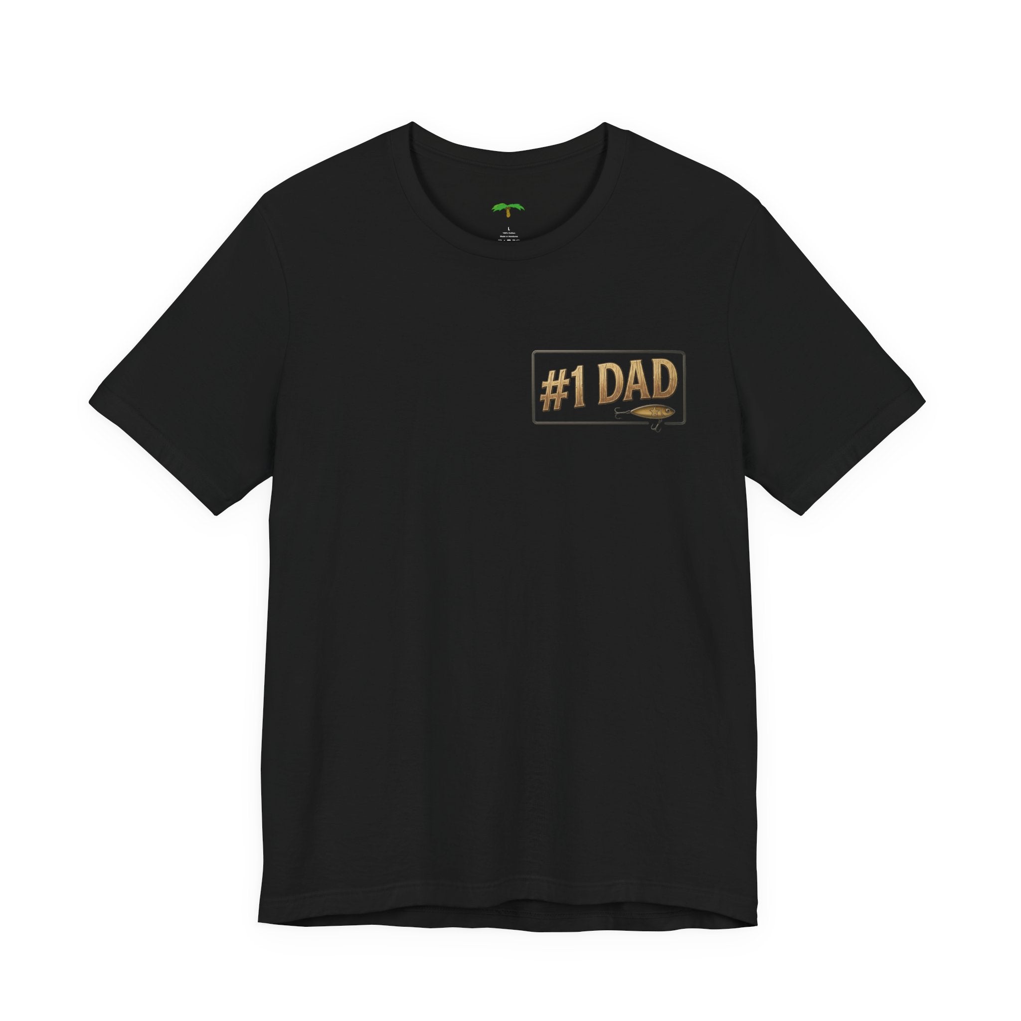 #1 Dad fishing scene Tee | Dad and child fishing on dock at sunset T-Shirt