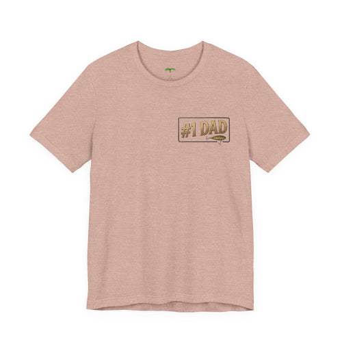 #1 Dad fishing scene Tee | Dad and child fishing on dock at sunset T-Shirt