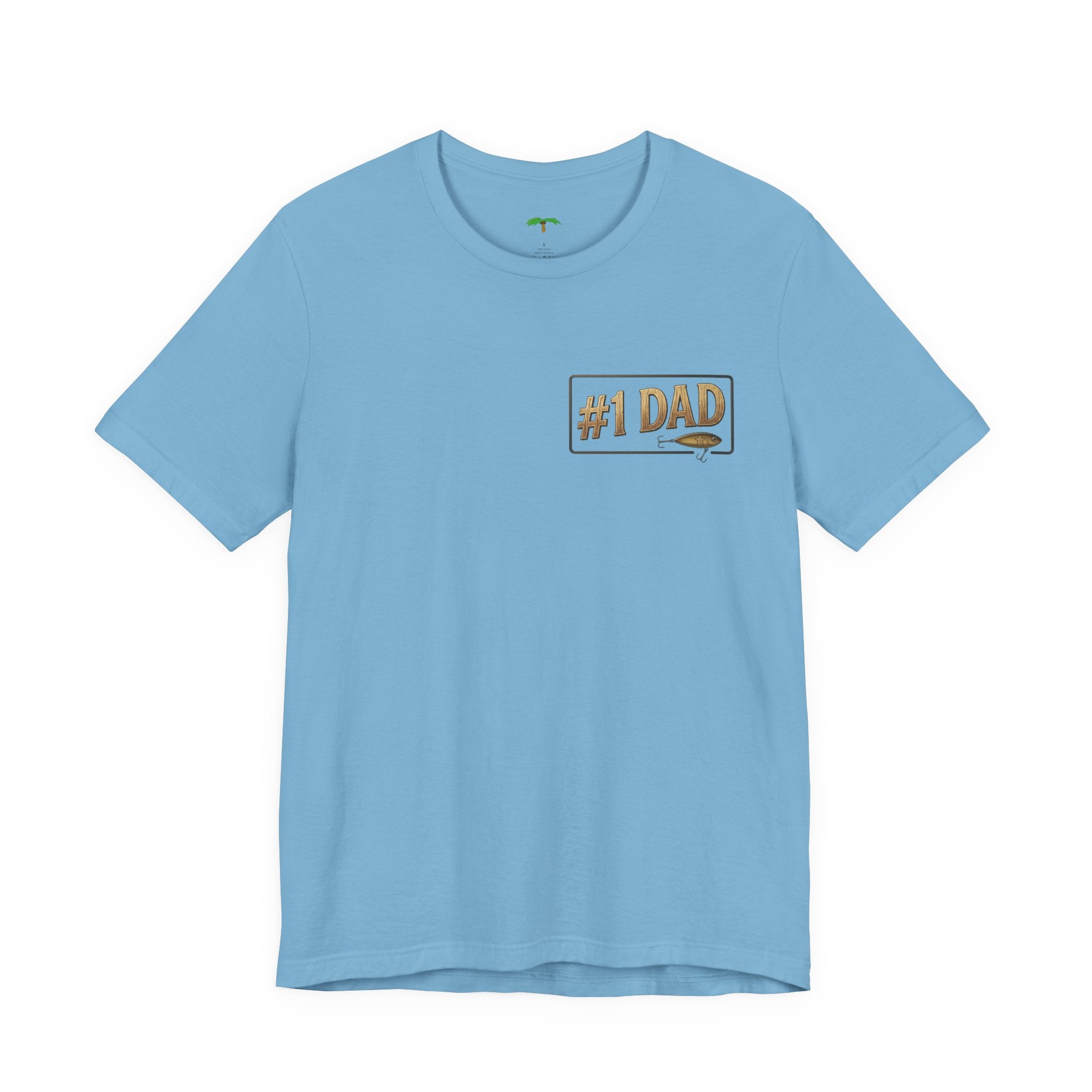 #1 Dad fishing scene Tee | Dad and child fishing on dock at sunset T-Shirt